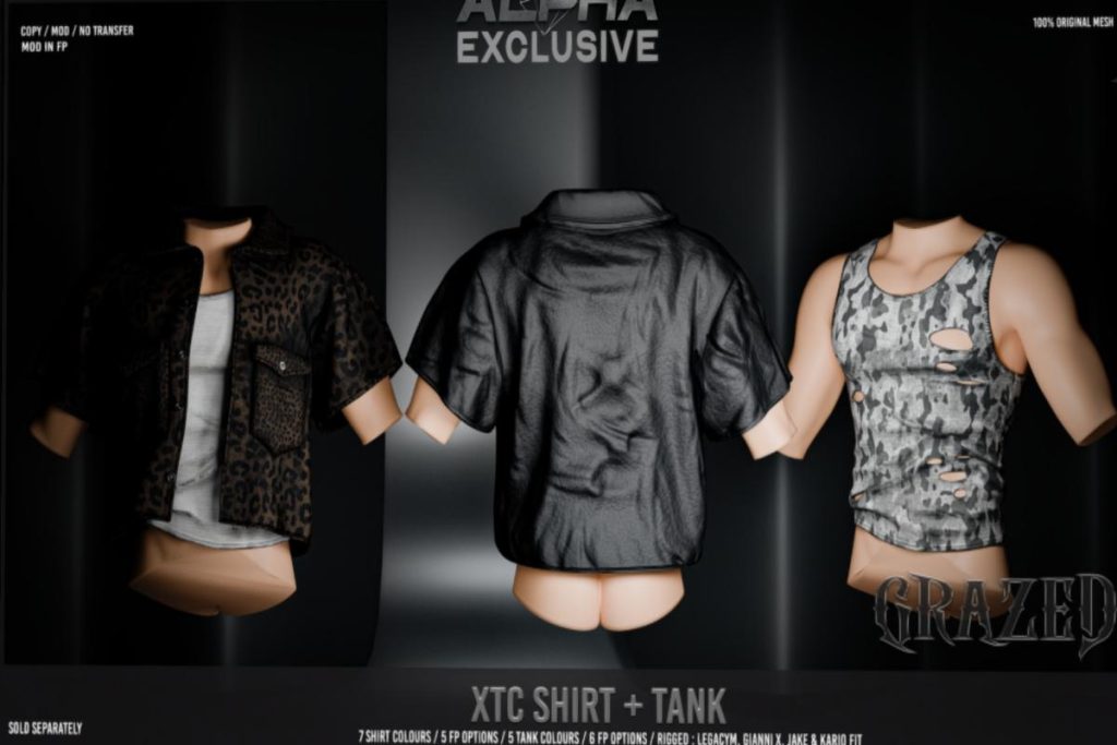 XTC Shirt &amp; Tank - GianniX/Jake/Kario/Legacy, L$299 each/L$1299 each FP