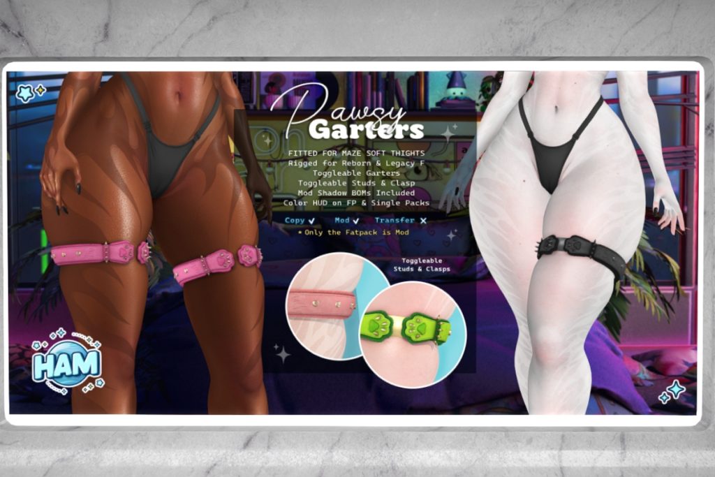 Pawsy Garters - Legacy/Reborn, L$249 each/L$499 FP