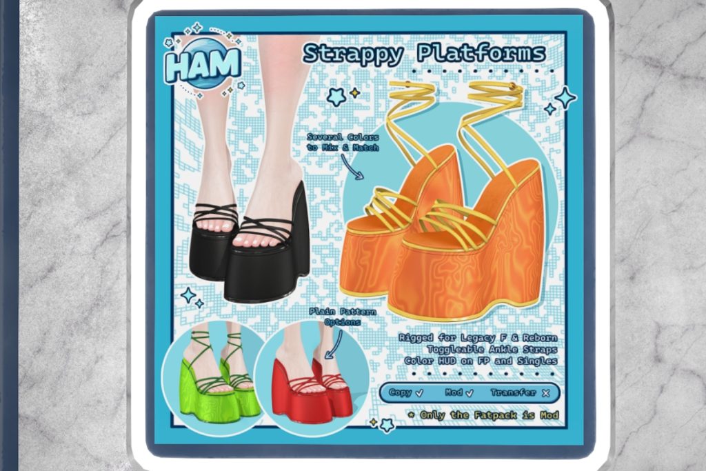 Strappy Platforms - Legacy/Reborn, L$249 each/L$699 FP
