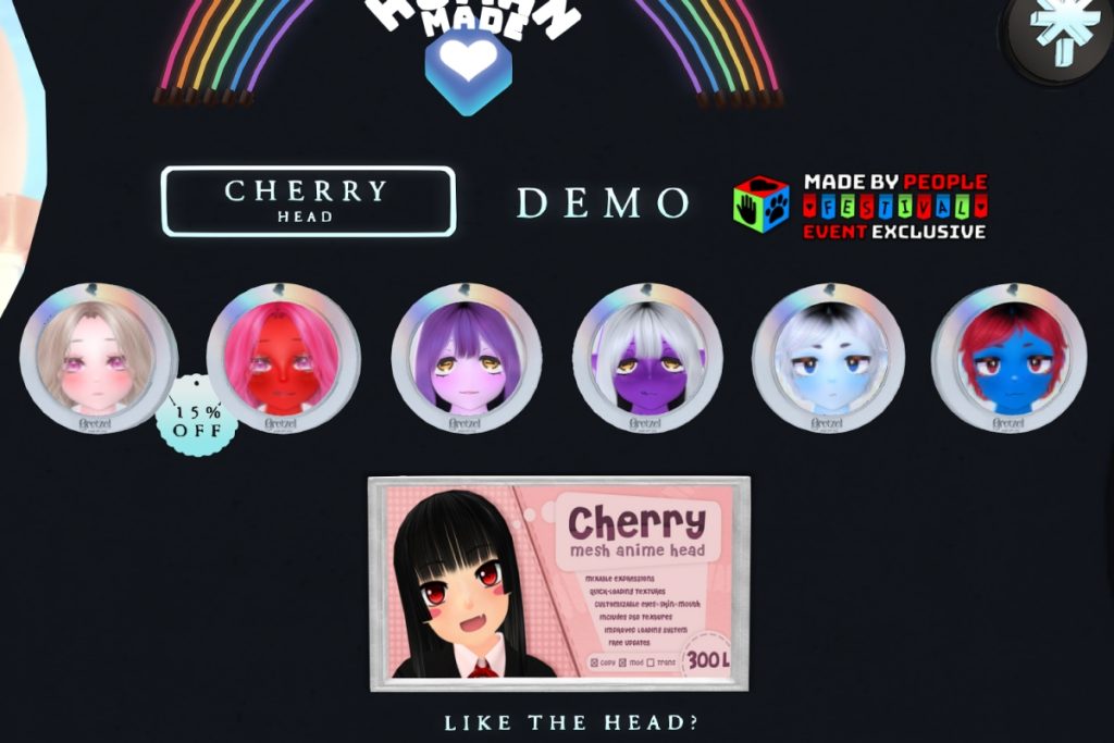 Cherry Skin - Cherry Anime Head, L$323-L$380 each