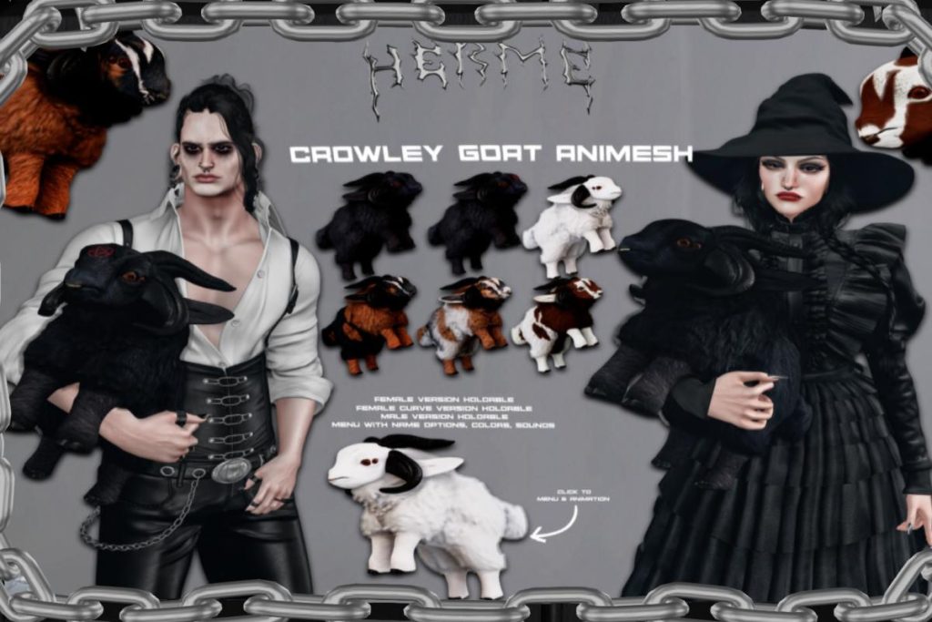 Crowley Goat Animesh, L$800 each/L$2100 FP