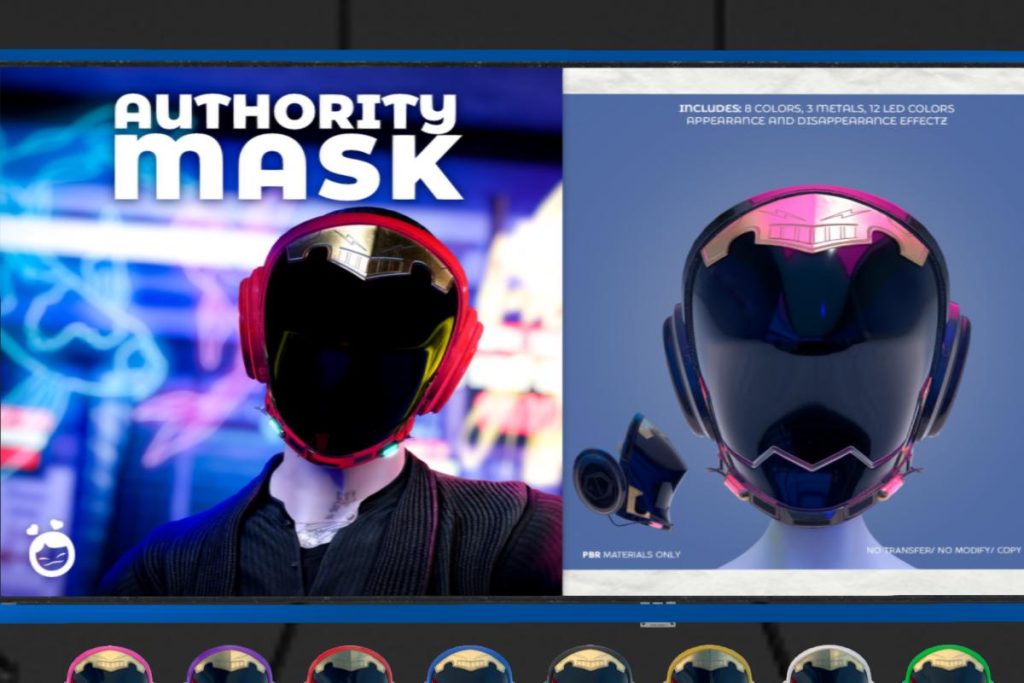 Authority Mask, L$250 each/L$550 FP
