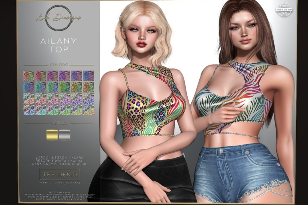 Ailany Top - GenX/Inithium/Legacy/MaitreyaX/Reborn/+mods, L$899 FP