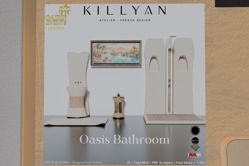 Oasis Bathroom Set, L$190-999 each/L$1690 FP