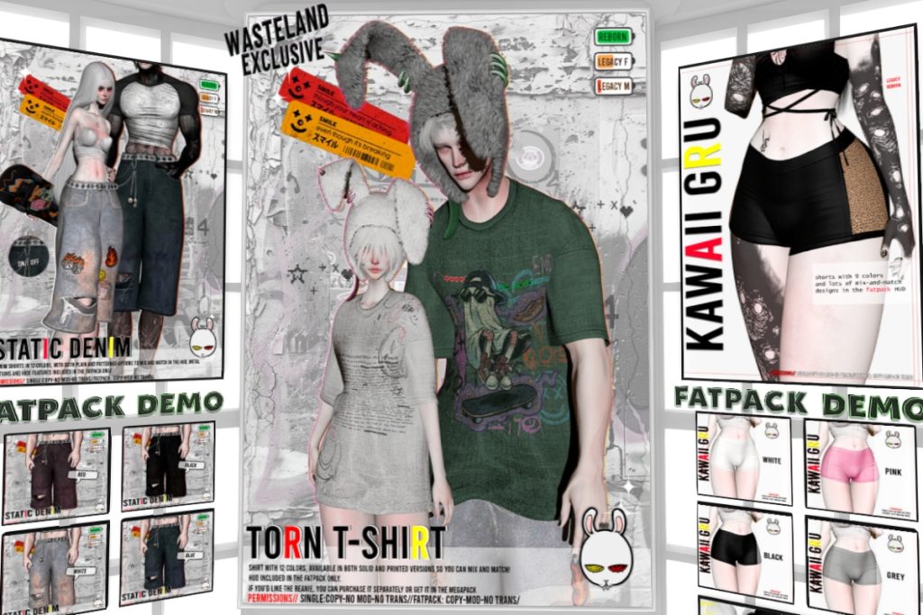 Torn T-Shirt - Legacy F+M/Reborn, L$300 each/L$1100 FP
