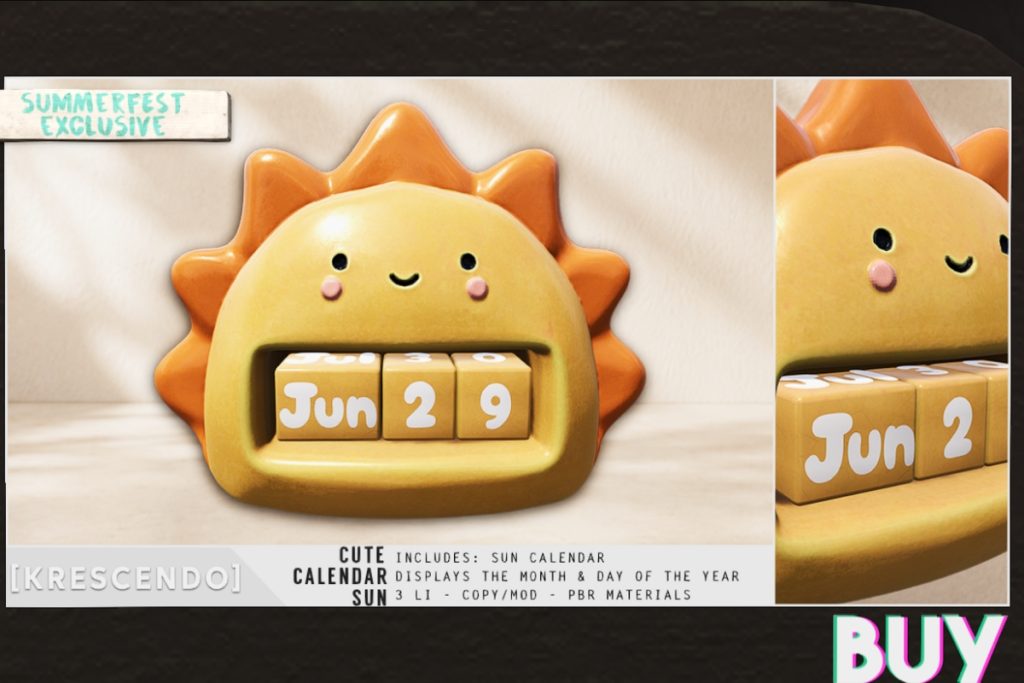 Cute Sun Calendar, L$199