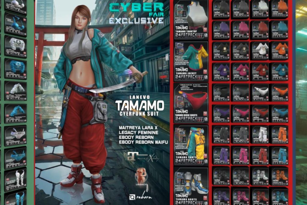 Tamamo Cyberpunk Suit - Legacy/MaitreyaX/Reborn, L$210-L$285 each/L$660-L$885 each FP