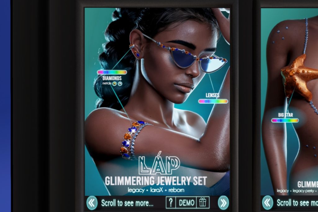 Glimmering Jewelry Set, L$250 each/L$1000 each FP/L$1800 MP
