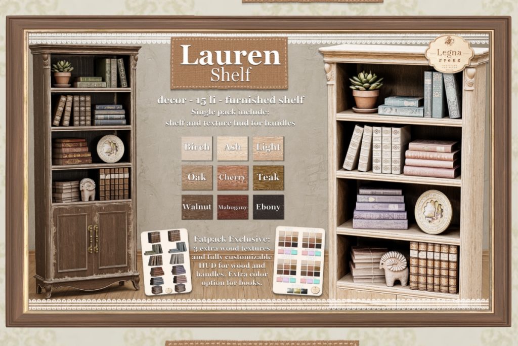 Lauren Shelf, L$349 each/L$2799 FP