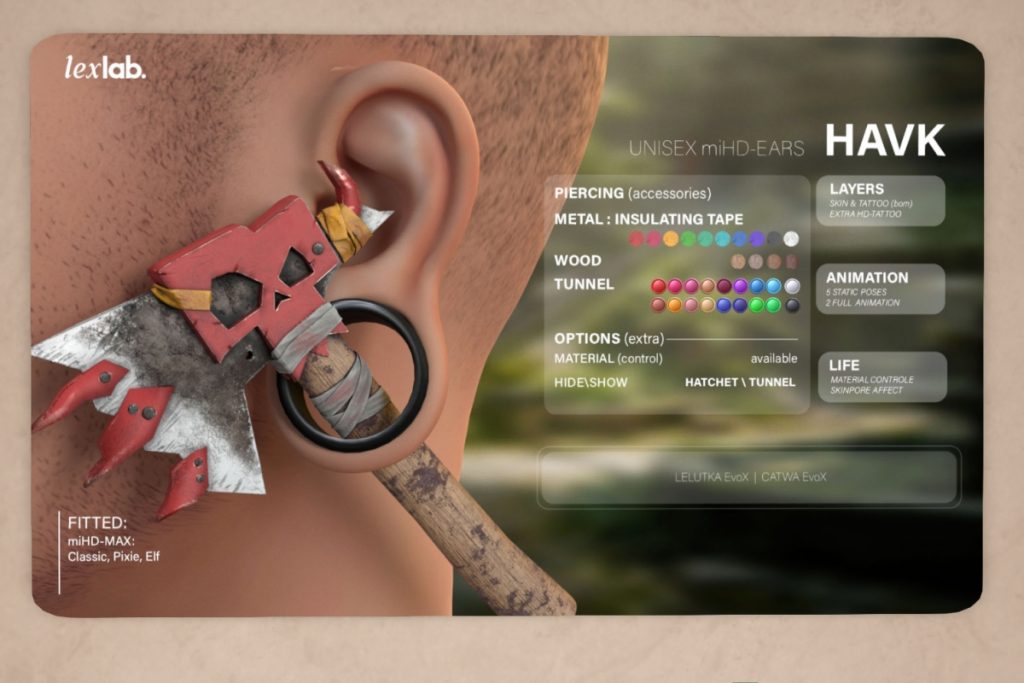 Havk Unisex miHD Ears - Catwa/LEX miHD Ears, L$349-L$449