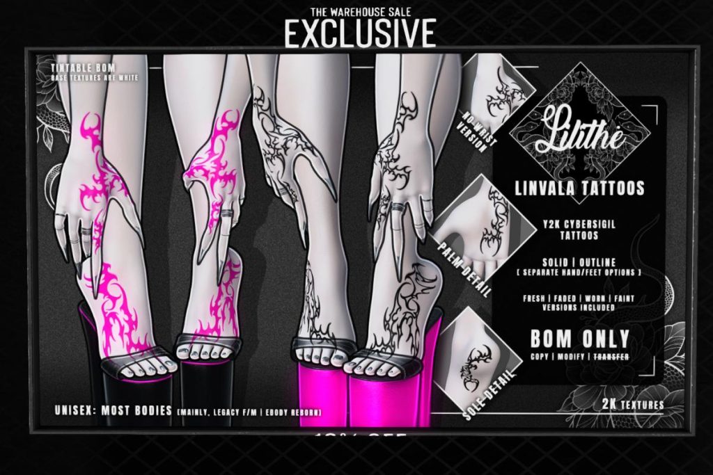 Linvala Tattoo - BOM for Legacy F+M/Reborn, L$200