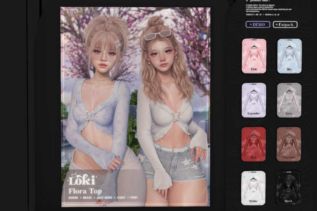 Flora Top - Legacy/Reborn/+mods, L$299 each/L$1299 FP