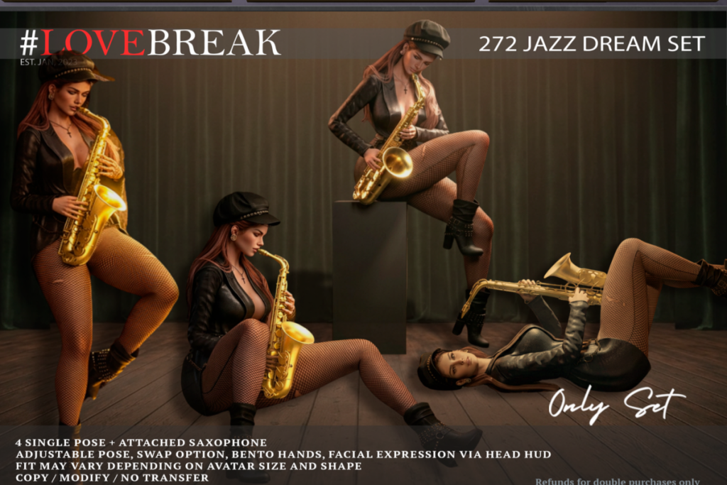 272 Jazz Dream Poses, L$140 each/L$210 FP