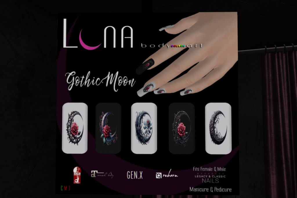 Gothic Moon Nail &amp; Pedi Set - GenX/Legacy/Reborn/Slink, L$150