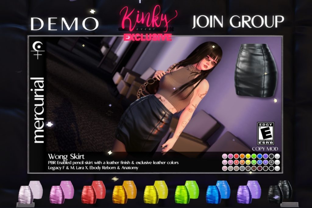 Wong Skirt - Anatomy/Legacy M+F/MaitreyaX/Reborn, L$299 each/L$1499 FP