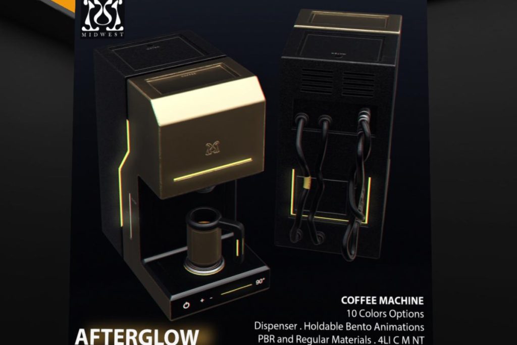 Afterglow Coffee Machine, L$299 each/L$899 FP