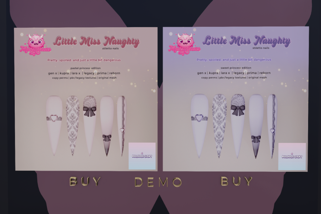 Little Miss Naughty Nails - GenX/Inithium/Legacy/MaitreyaX/Prima/Reborn, L$150 each
