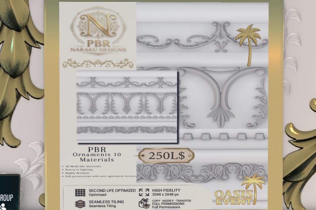 PBR Ornament Materials, L$250 each/L$899 each FP