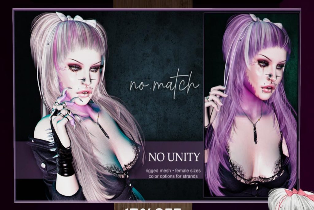 No Unity Hair, L$170 each/L$680 FP