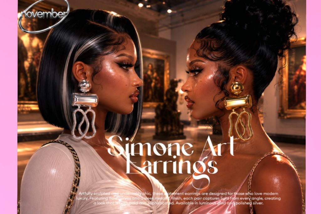 Simone Art Earrings, L$299 each