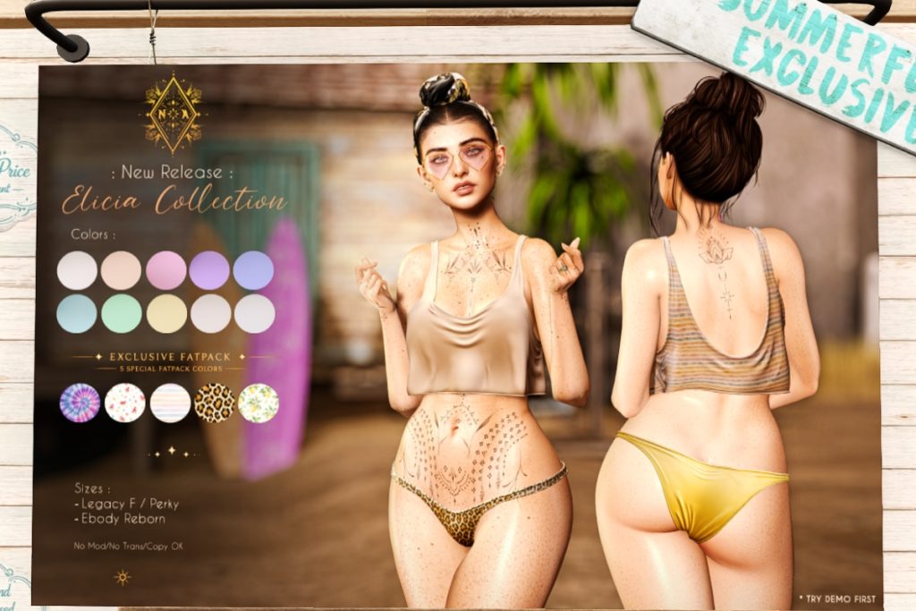Elicia Top and Monokini - Legacy/Reborn/+mods, L$99 each/L$799 each FP/L$1099 MP
