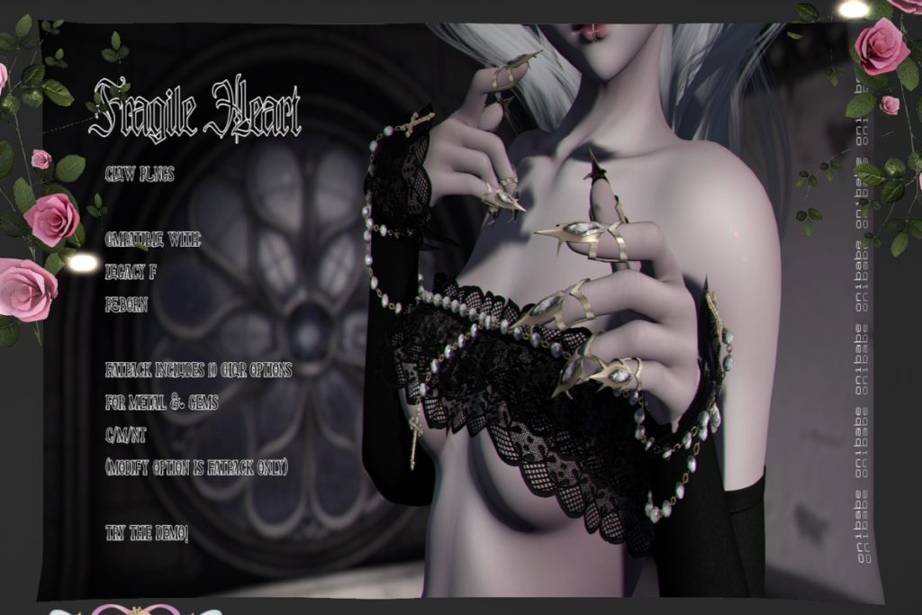 Fragile Heart Claw Rings - Legacy/Reborn, L$275 each/L$599 FP