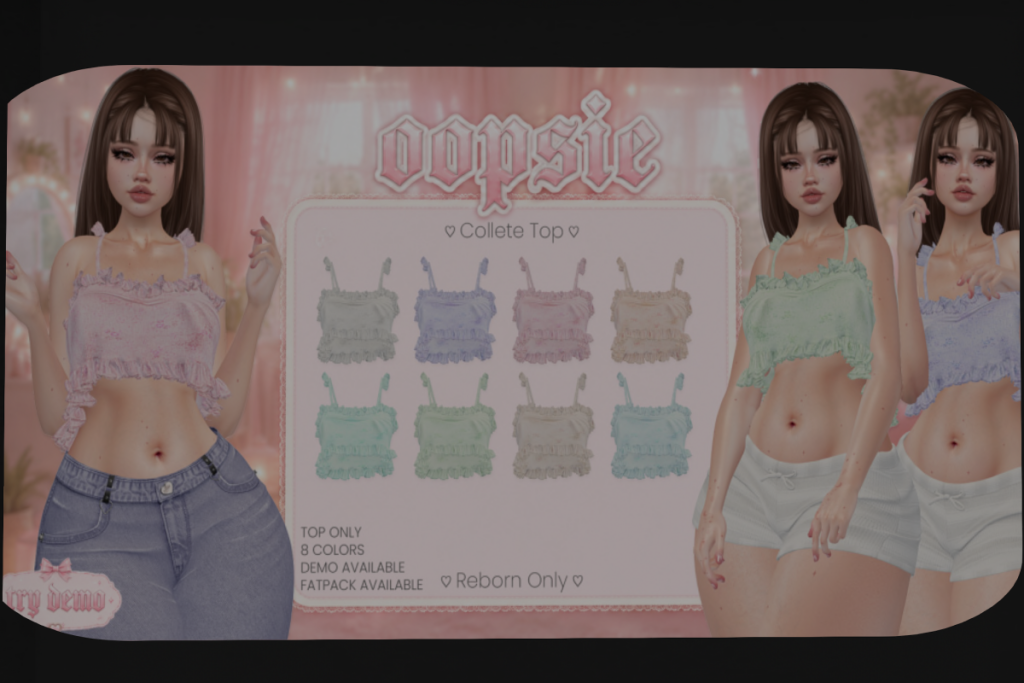 Collete Top - Reborn, L$200 each/L$999 FP