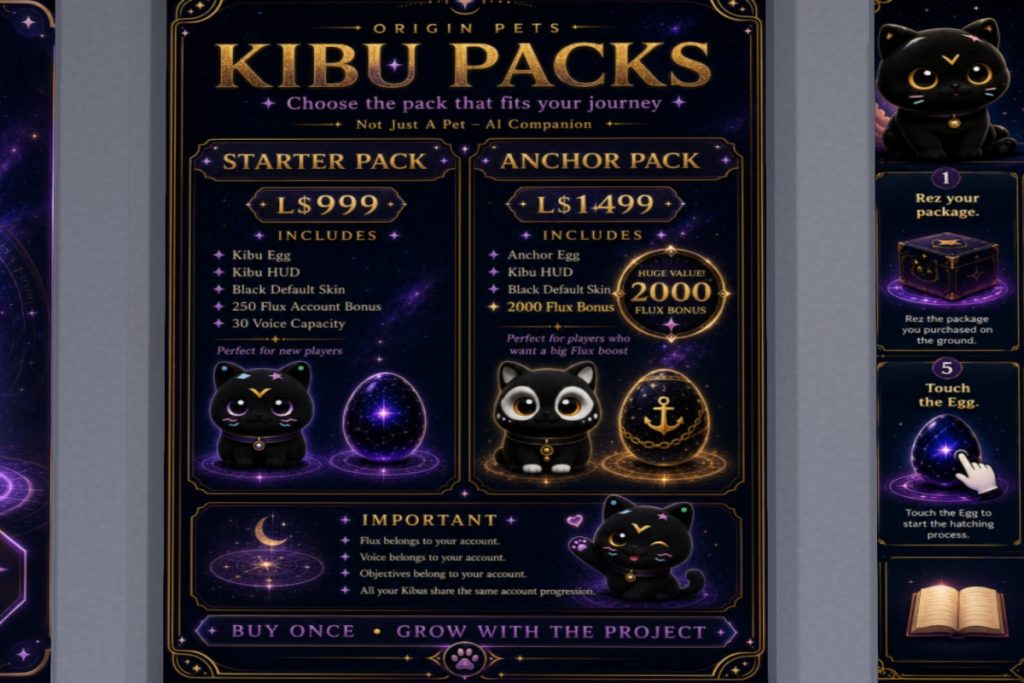Kibu Companion, L$999-L$1499 each