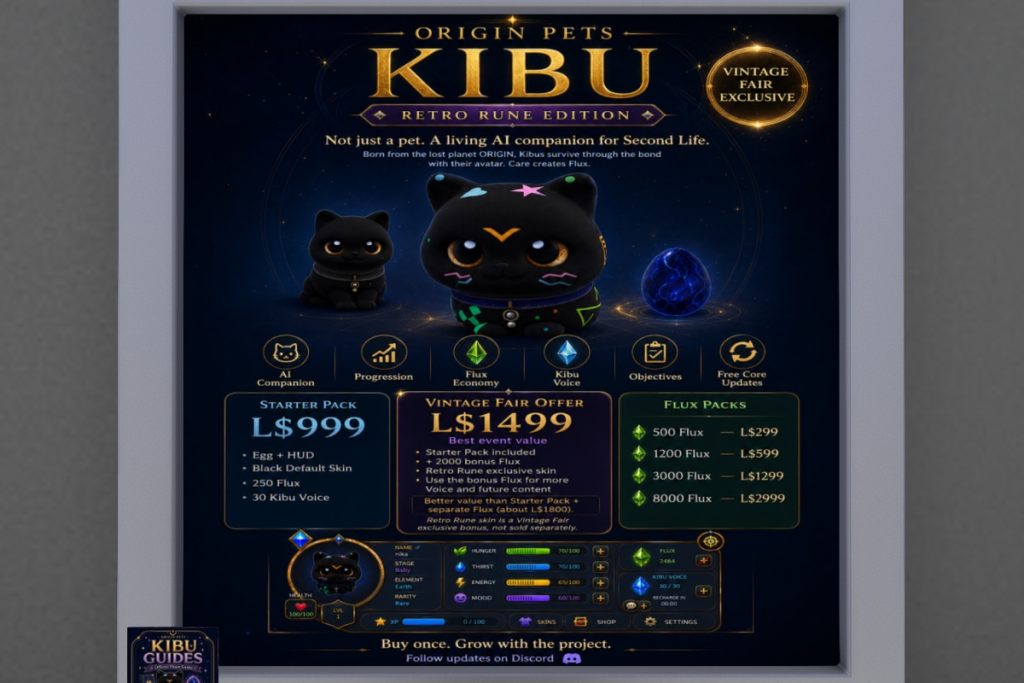 Kibu Pet, L$999 Starter Pack/L$1499 Special Offer