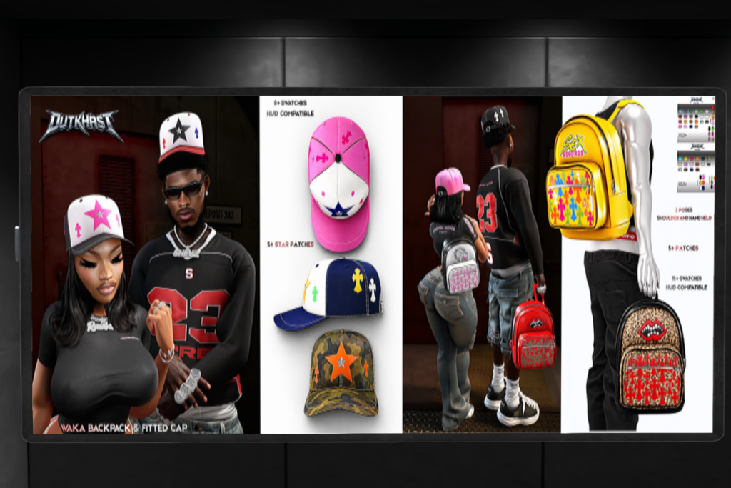 Waka Backpack, L$999 | Waka Fitted Cap, L$899