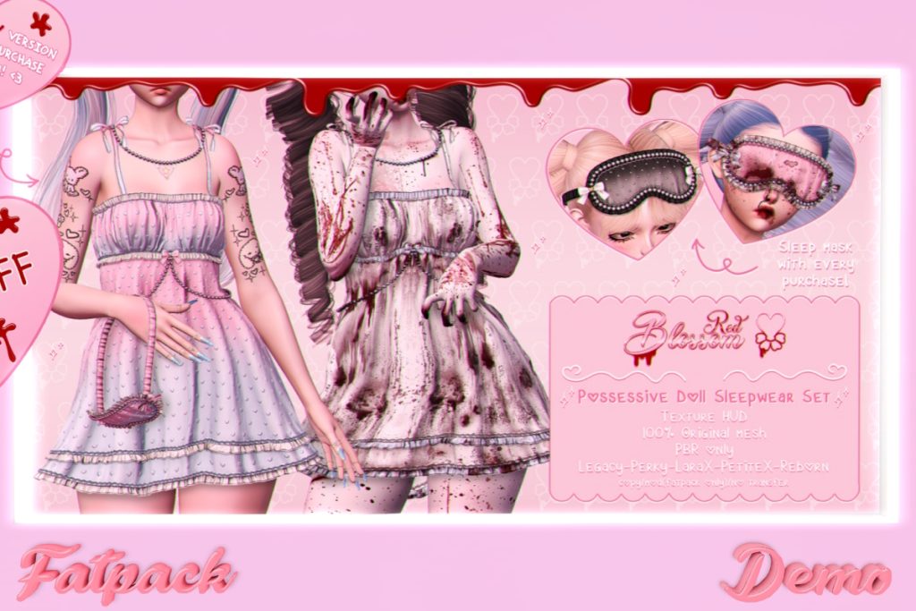 Possessive Doll Sleepwear Set - Legacy/MaitreyaX/Reborn/+mods, L$323 each/L$1700 FP