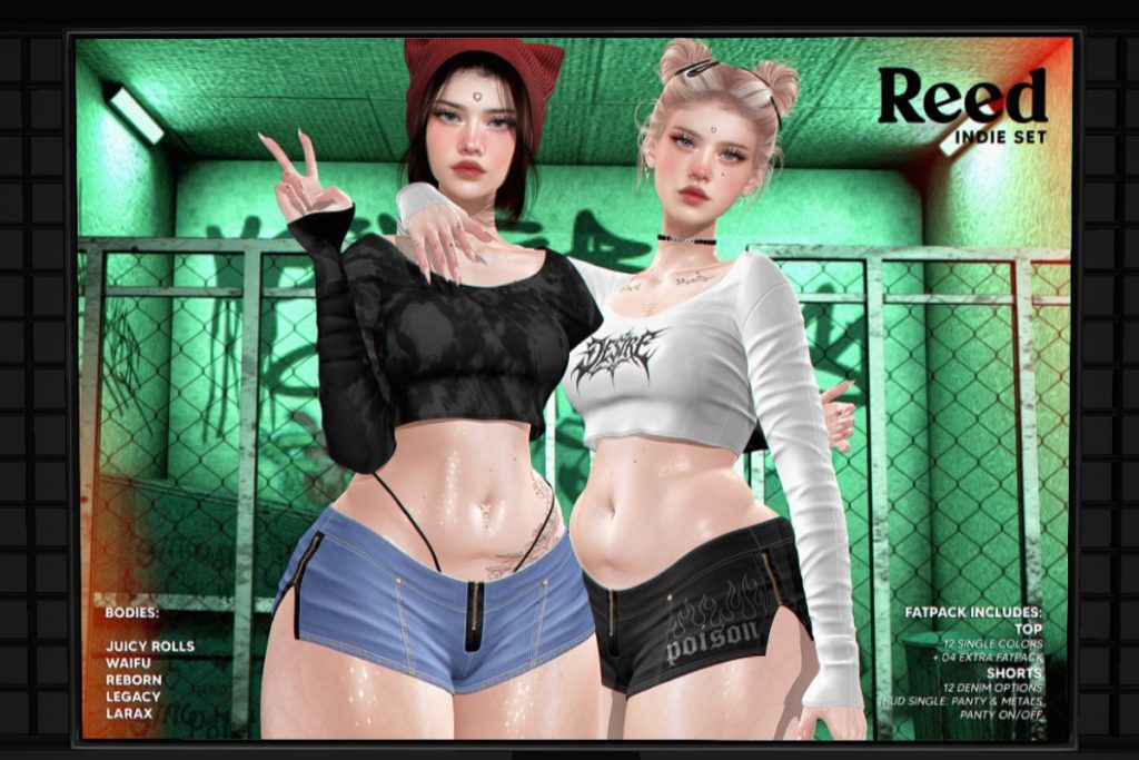 Indie Top and Shorts - Legacy/MaitreyaX/Reborn/+mods, L$259 each/L$1299 FP