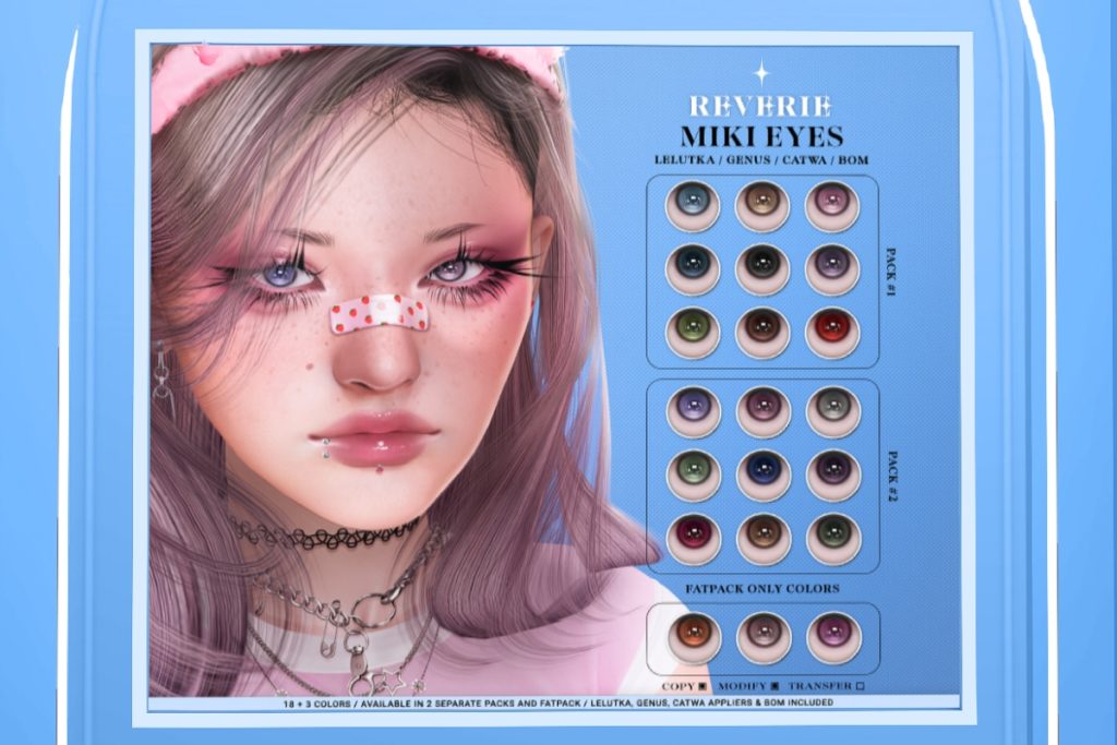 Miki Eyes - BOM/Catwa/EvoX/Genus, L$299 each/L$510 FP