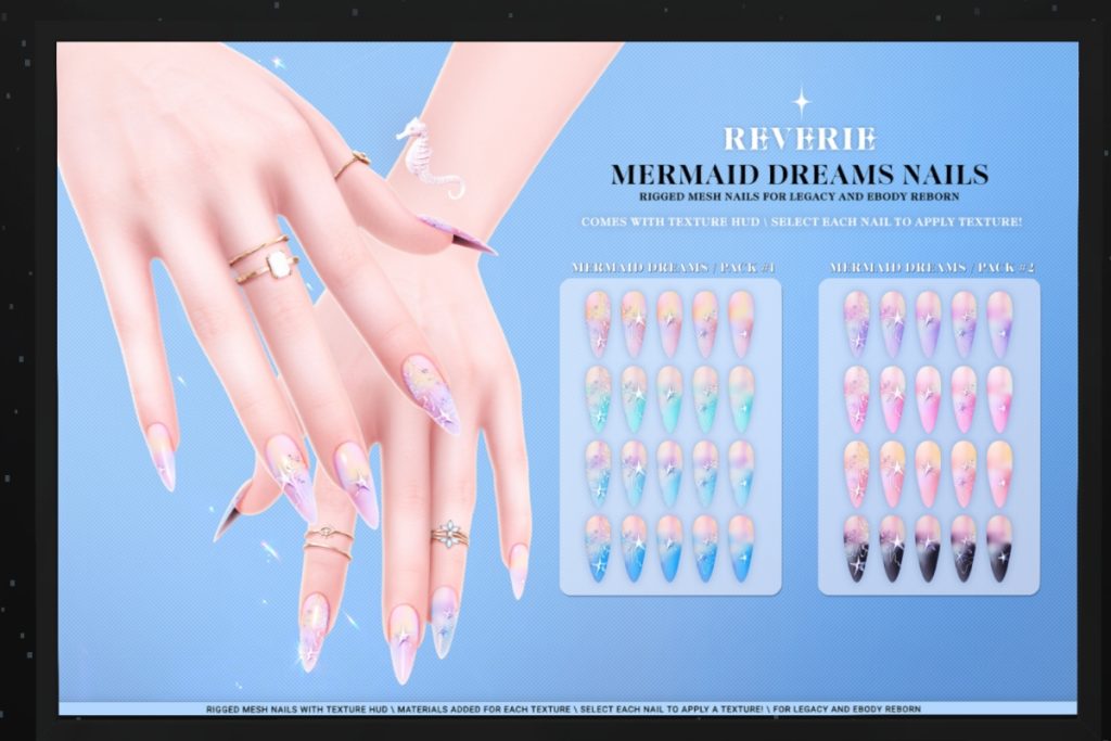 Mermaid Dream Nails - Legacy/Reborn, L$250 each/L$500 FP