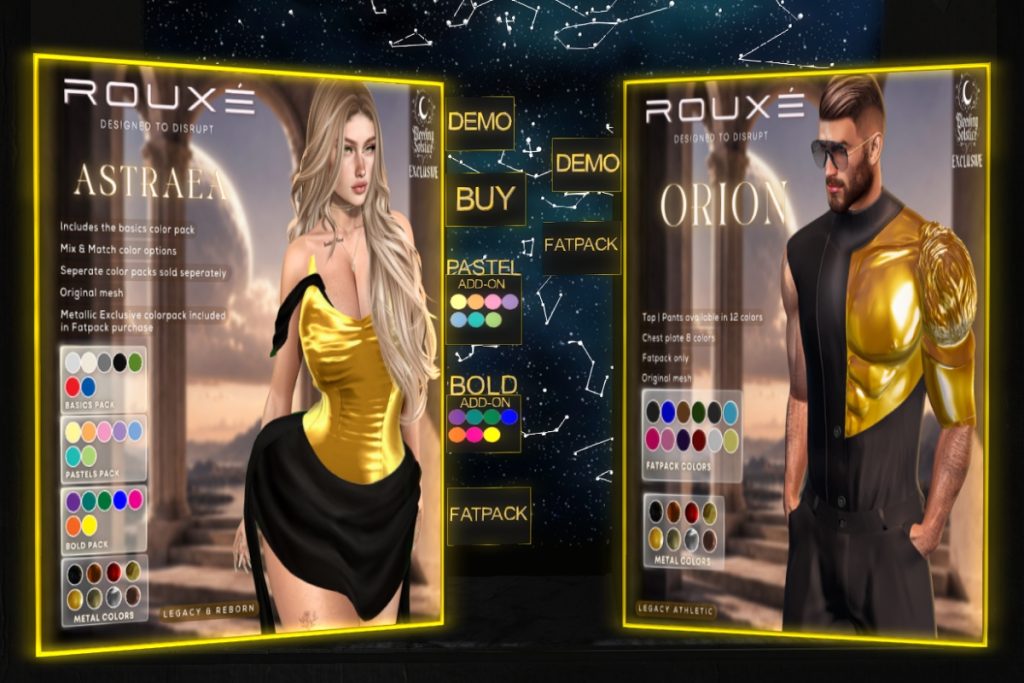 Astrea Collection - Legacy/Reborn, L$249-L$450 each/L$899 FP | Orion Collection - Legacy Athletic, L$699