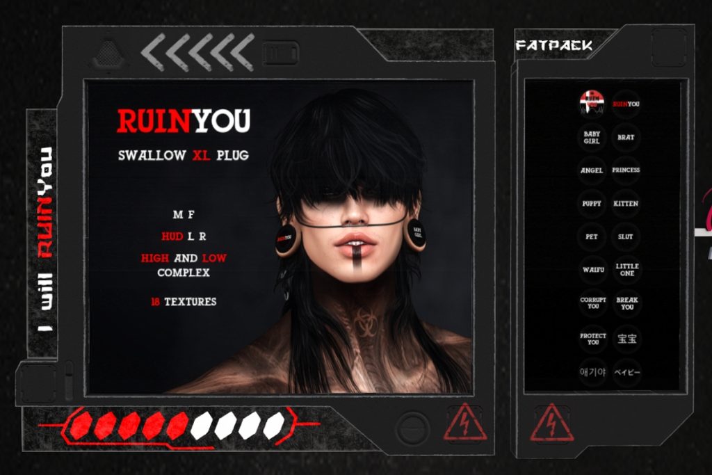 Ruin You Plugs - Swallow XL F+M Ears, L$469