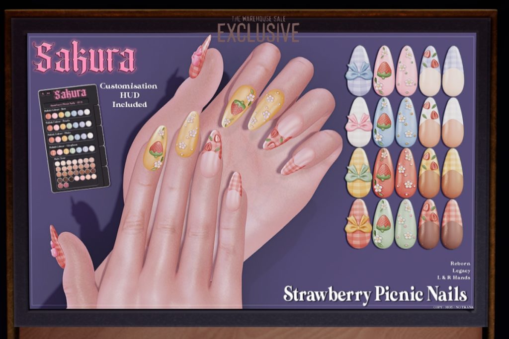 Strawberry Picnic Nails - Legacy/Reborn, L$320