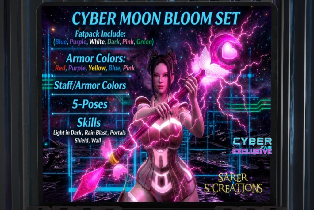 Cyber Moon Bloom Set, L$200-L$350 each/L$1000 FP