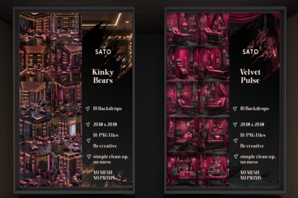 Kinky Bears and Velvet Pulse Backdrops, L$150 each