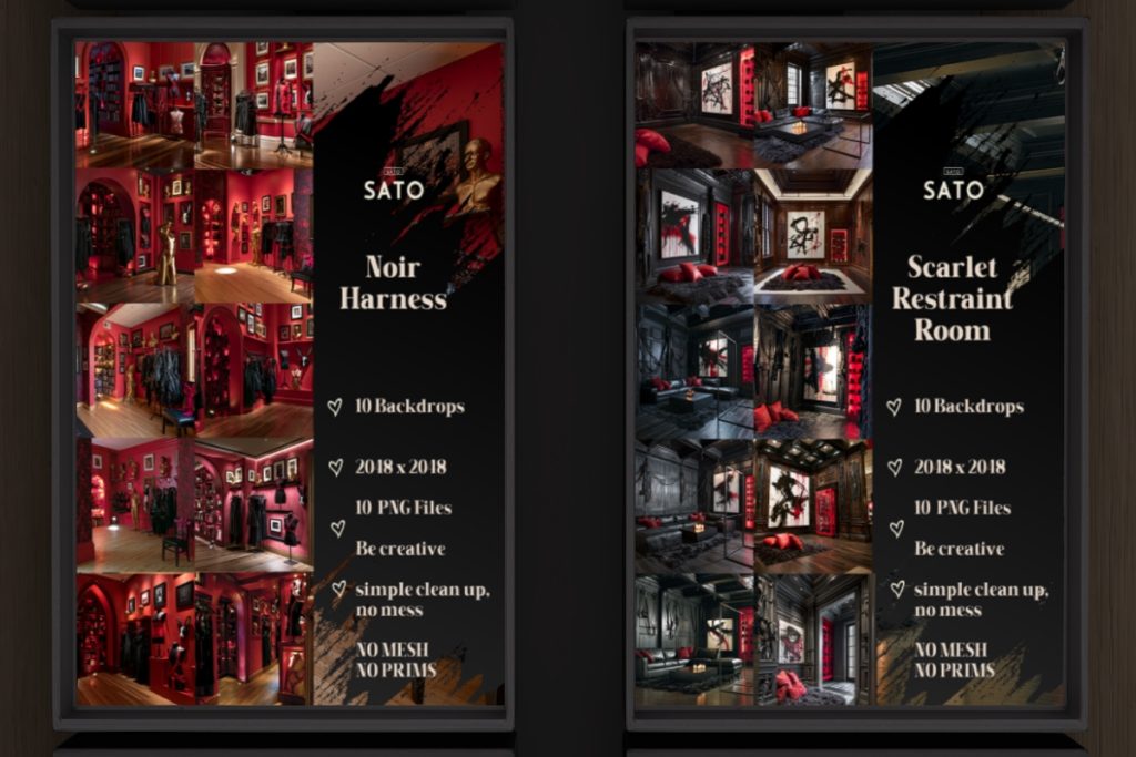 Noir Harness and Scarlet Restraint Room Backdrops, L$150 each