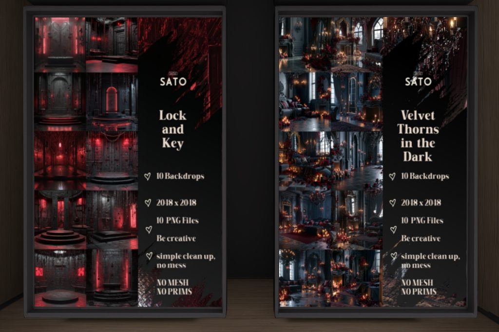 Lock and Key and  Velvet Enclosure Backdrops, L$150 each