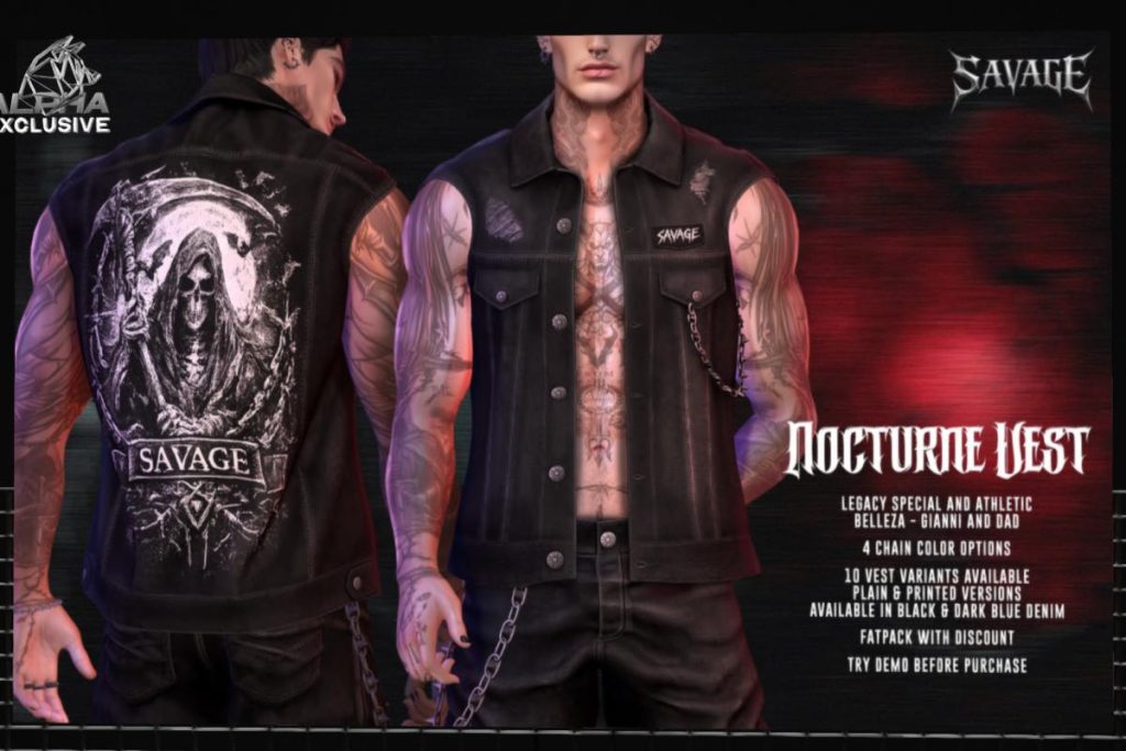 Nocturne Vest - Gianni/Jake/Legacy/+mods, L$250 each/L$1900 FP