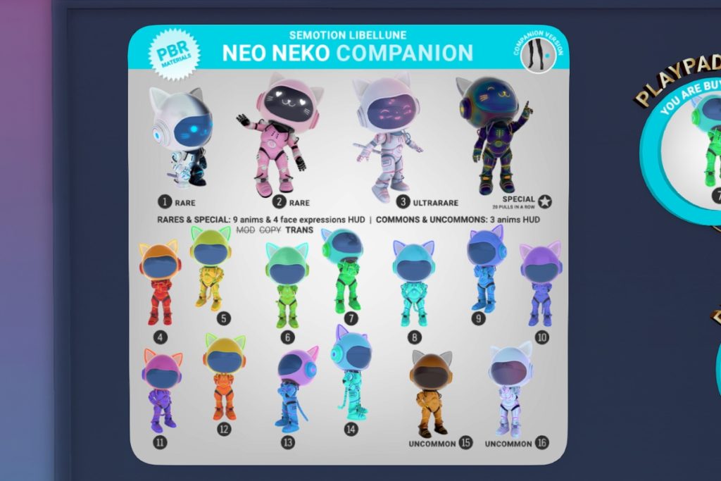 Neo Neko Companion, L$88 per play