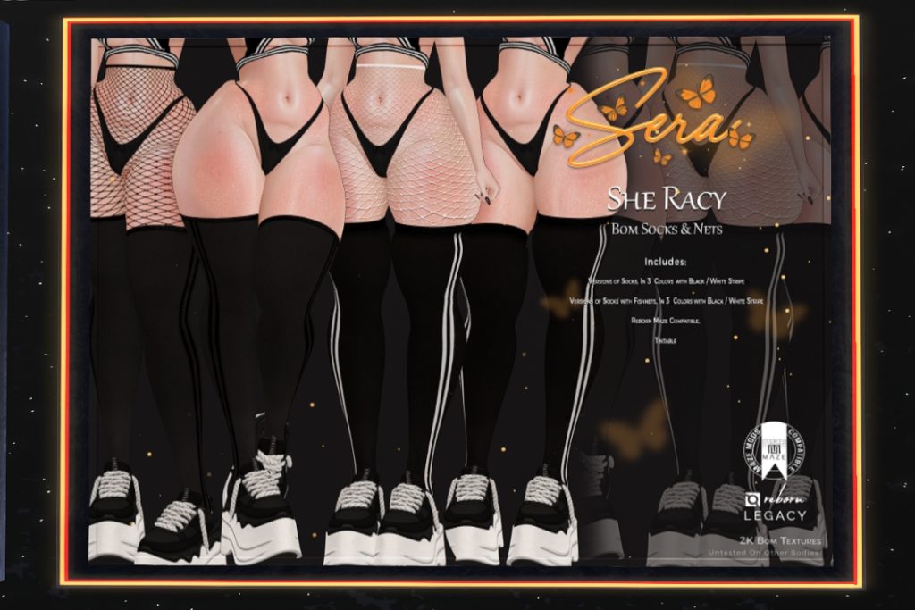 She Racy Socks &amp; Nets - BOM for Legacy/Reborn/+mods, L$349