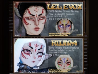 Kitsune's Blessing Markings - EvoX, L$150 | Kitsune's Blessing Markings - Kujira Head, L$150