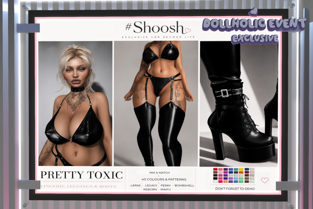 Pretty Toxic Lingerie, Leggings &amp; Boots - Legacy/MaitreyaX/Reborn/+mods, L$349 Each/L$1299 FP