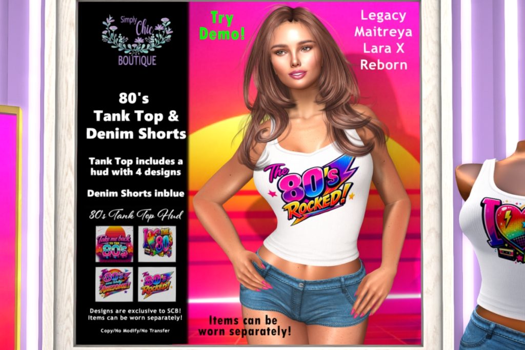 80s Tank Top &amp; Shorts Set - Legacy/Maitreya/Reborn/+mods, L$99