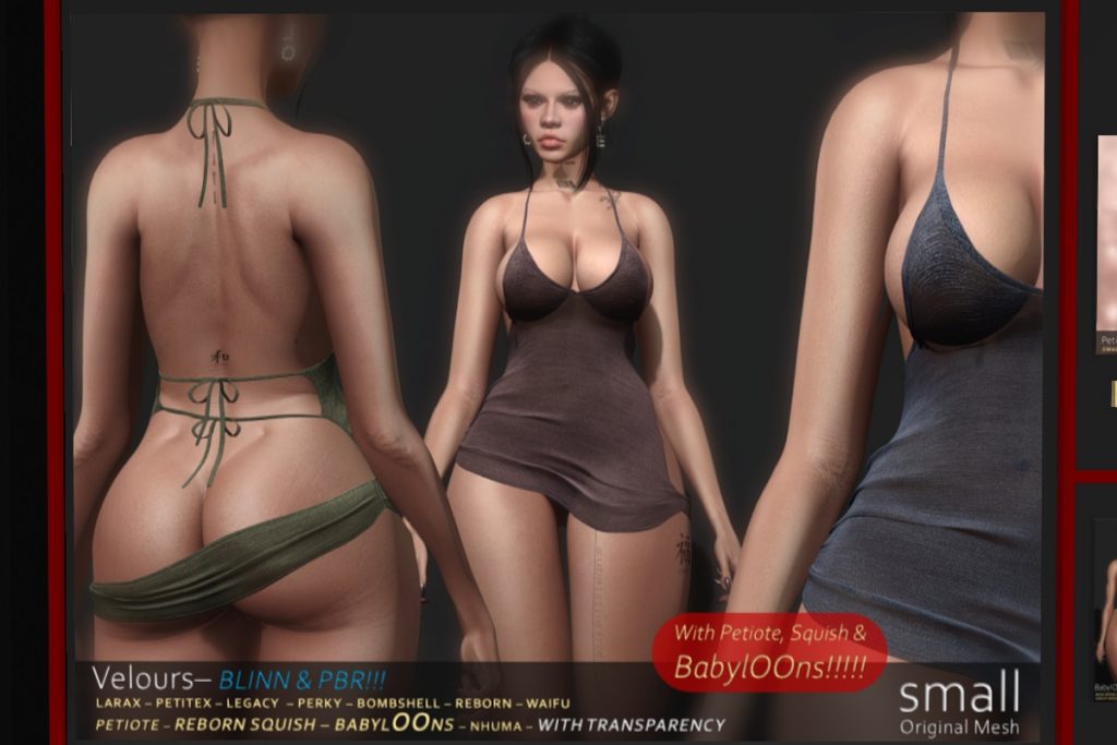 Velours Dress - Legacy/MaitreyaX/Nhumana/Reborn/+mods, L$699 each/L$1999 FP