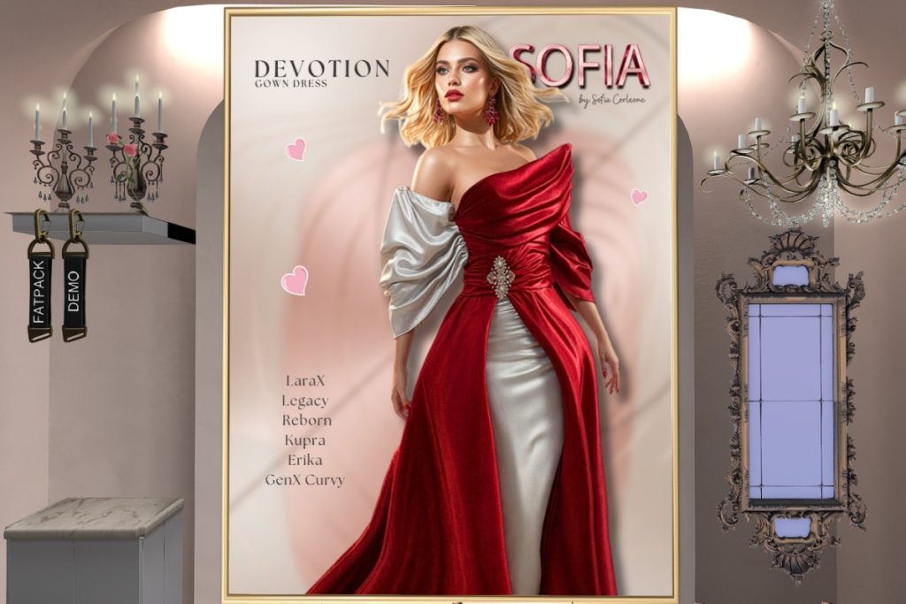 Devotion Gown - Erika/GenX Curvy/Inithium/Legacy/Maitreya/Reborn, L$155 each/L$1150 FP