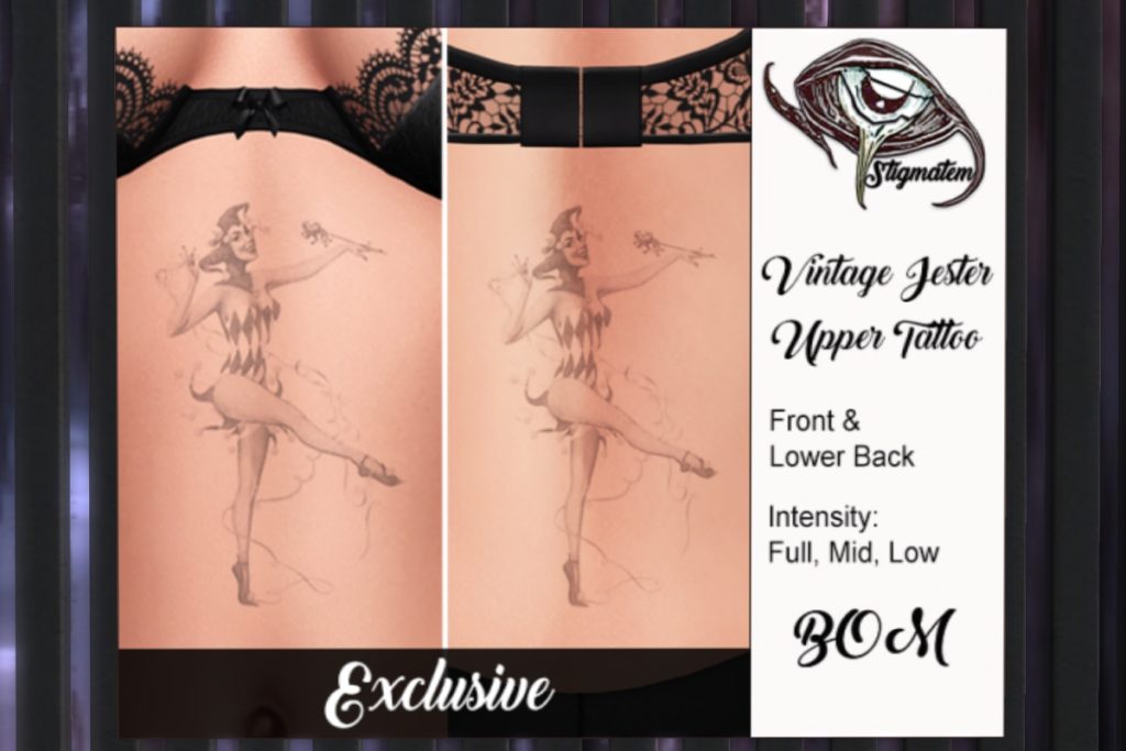 Vintage Jester Upper Tattoo - BOM, L$80